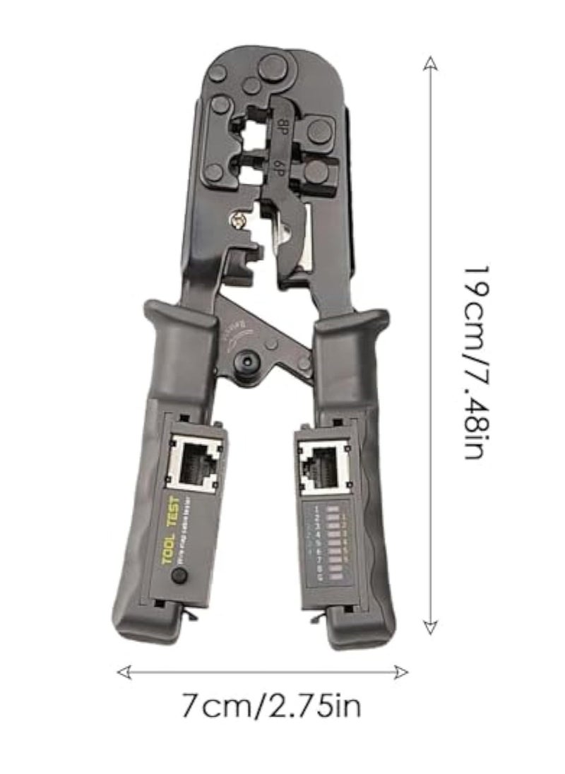 KASTWAVE - Wire Crimp Pliers, Crimp Tool Repair, Manual Crimp Pliers, Network Cable Wire Crimpers and Strippers, Ratchet Terminal Crimpers, Multifunctional Wire Strippers with Crystal Tip Crimp and Tester - Image 1