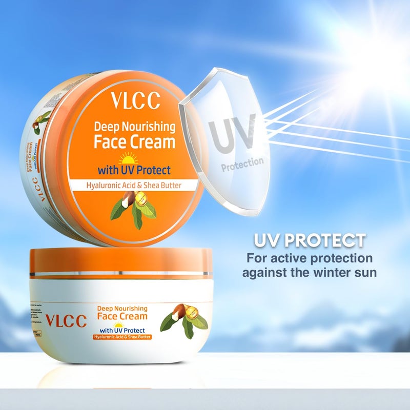 VLCC Deep Nourishing Face Cream with UV Protect 200g With Hyaluronic Acid Shea Butter UV Protection Winter Skin Protection Intense Moisturization Nourishment - Image 5
