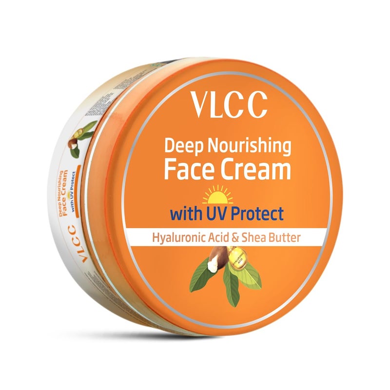 VLCC Deep Nourishing Face Cream with UV Protect 200g With Hyaluronic Acid Shea Butter UV Protection Winter Skin Protection Intense Moisturization Nourishment - Image 1
