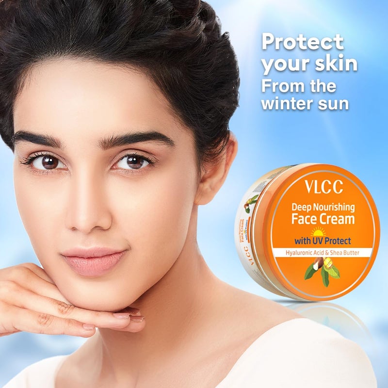 VLCC Deep Nourishing Face Cream with UV Protect 200g With Hyaluronic Acid Shea Butter UV Protection Winter Skin Protection Intense Moisturization Nourishment - Image 4