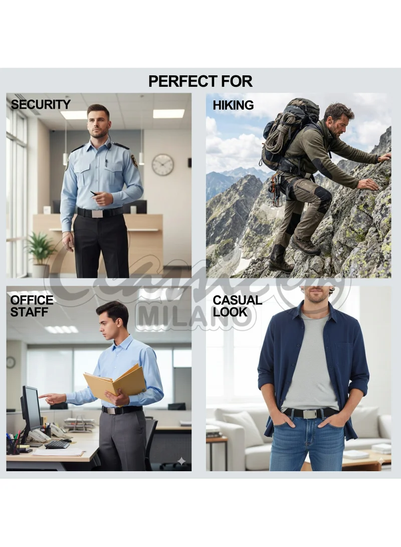 Classic Milano Black (GLDC-09) Classic Milano Nylon Web Belt for Men & Women – Tactical Adjustable No Holes Canvas Belt for Golf & Hiking with Metal Buckle, Heavy-Duty Casual Belt with Gift Box  | Best Price UAE