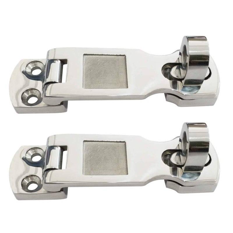 NRC&XRC Pair of Marine Grade 316 Stainless Steel Heavy Duty Door Hasps with Turning Padlock Eye Mount - Image 1