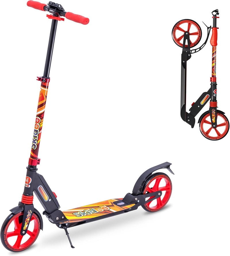 SKIDEE Adult & Teen Scooter Adjustable Height, Folding, Large Wheels, Lightweight, Durable, Anti-Shock Suspension, Up to 220 lbs - Image 1