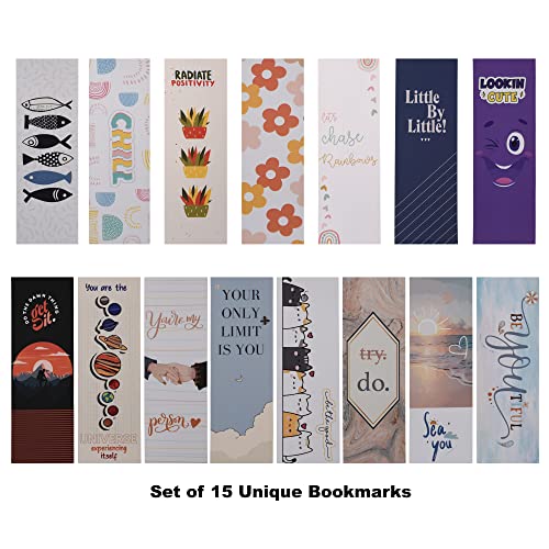 Papboo Designer Bookmarks Set of 15, Design- 1 - Specially Designed for Book, Artcard, Matte Finished,NO Repeat Designs, Multi-Color Bookmark (6 * 2 inches) - Image 2