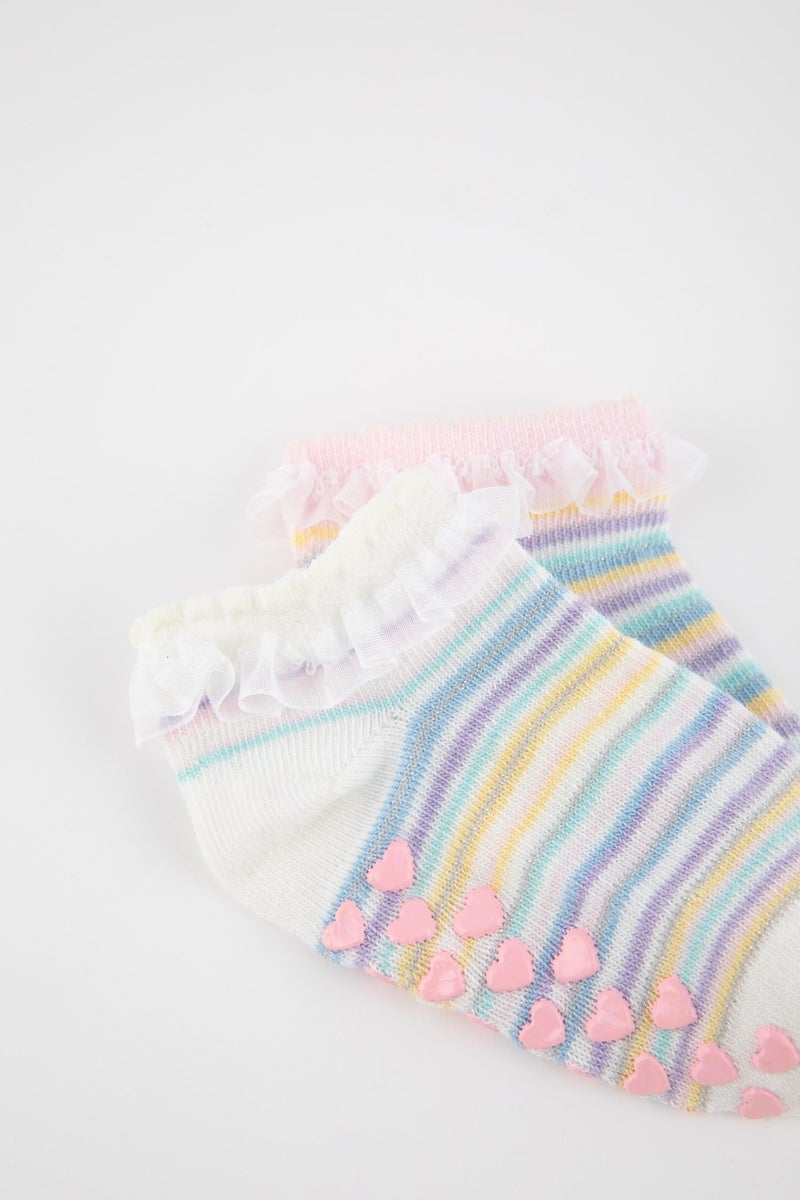 DeFacto Multicolour Baby Girl 2 pack Cotton Booties Socks Casual - Image 2