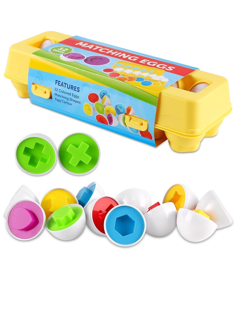 matching world - Matching Egg Toy Set - 12 Play Eggs Toddler Toys - Educational Color and Number Recognition Skills -Learning Egg Game Puzzle for Toddlers(Shape) - Image 1