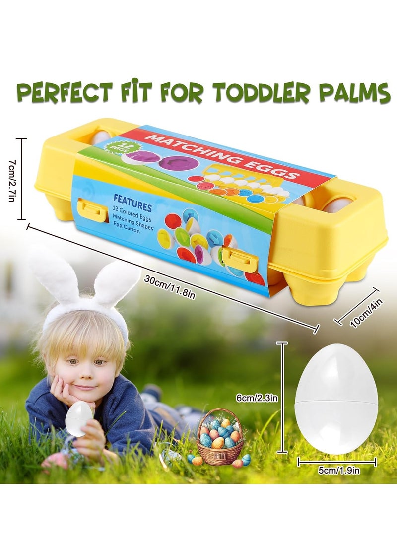 matching world - Matching Egg Toy Set - 12 Play Eggs Toddler Toys - Educational Color and Number Recognition Skills -Learning Egg Game Puzzle for Toddlers(Shape) - Image 1