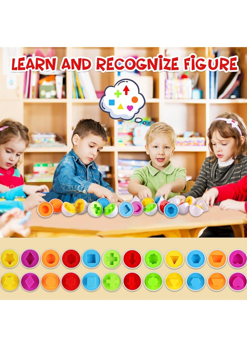 matching world - Matching Egg Toy Set - 12 Play Eggs Toddler Toys - Educational Color and Number Recognition Skills -Learning Egg Game Puzzle for Toddlers(Shape) - Image 1