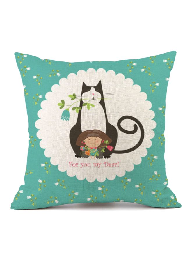 إسكدنيا غطاء وسادة بطبعة رسوم كرتون أزرق/ أبيض/أحمر