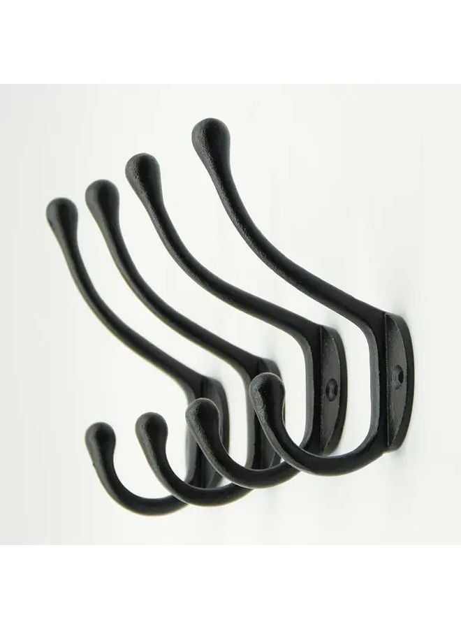 4 قطع خطافات معاطف حائطية معدنية سوداء بنمط المنزل الريفي للمدخل - Image 3