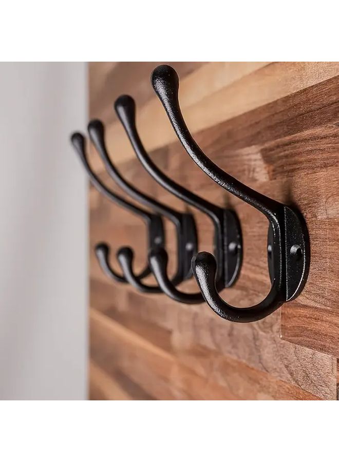 4 قطع خطافات معاطف حائطية معدنية سوداء بنمط المنزل الريفي للمدخل - Image 5