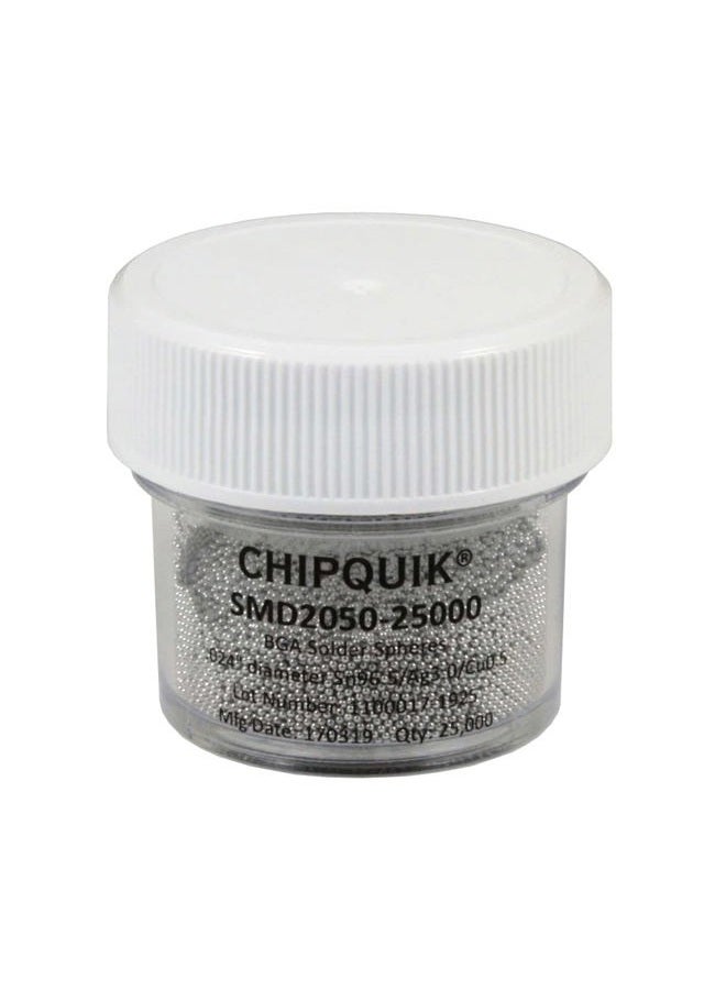 205025K - SMD2050-25000 Solder Spheres Sn96.5/Ag3.0/Cu0.5 .024" (0.6mm) diameter 25K Bottle