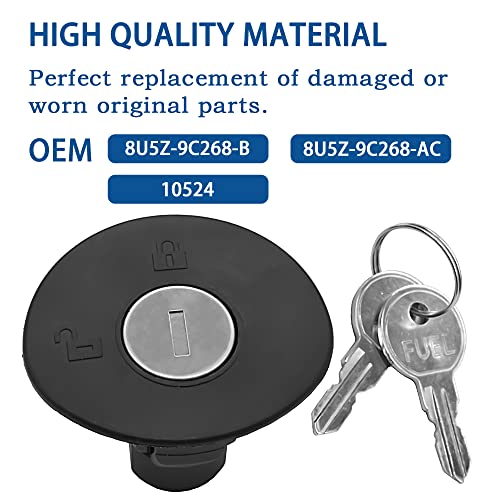JEEFHO Locking Gas Cap Fuel Tank Cap w/Keys Compatible with Ford F150, Edge, Escape, Expedition, Explorer, Focus, Fusion, Taurus,Replaces# 10524, 8U5Z-9C268-B - Image 3