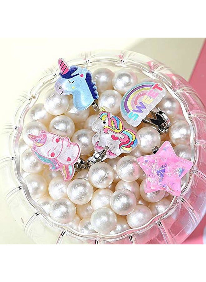 PinkSheep Unicorn Clip-On Earrings for Little Girls, Bling Earrings, Rainbow Earrings for Children, 6 Pairs, Best Gift - Image 4