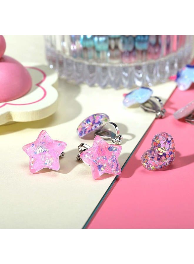 PinkSheep Unicorn Clip-On Earrings for Little Girls, Bling Earrings, Rainbow Earrings for Children, 6 Pairs, Best Gift - Image 5