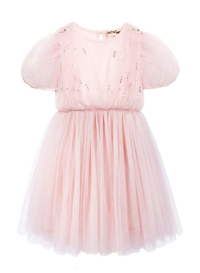 TUTULAND Tutu Dress for Girls - Puff Sleeves Sequin Tulle Dress Tiered Layered Toddler Dress for Wedding Birthday Photo Prop - Image 1