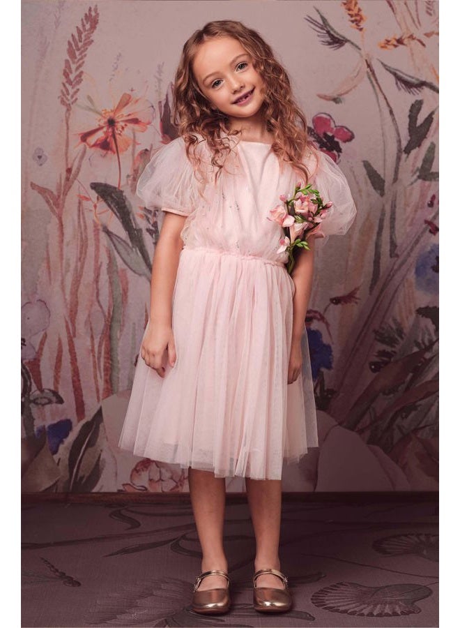 TUTULAND Tutu Dress for Girls - Puff Sleeves Sequin Tulle Dress Tiered Layered Toddler Dress for Wedding Birthday Photo Prop - Image 2