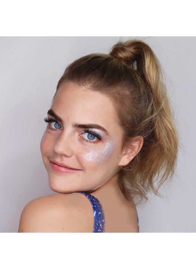 Electric Bliss Beauty - Holographic Silver - Shiny Glitter Spray, Body Glitter Spray, Hair Glitter Spray, Glitter Spray for Hair & Body Face Glitter, Eye Glitter, Body Glitter Rave Glitter Festival Accessories - Image 1