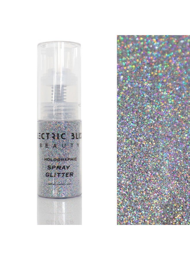 Electric Bliss Beauty - Holographic Silver - Shiny Glitter Spray, Body Glitter Spray, Hair Glitter Spray, Glitter Spray for Hair & Body Face Glitter, Eye Glitter, Body Glitter Rave Glitter Festival Accessories - Image 1