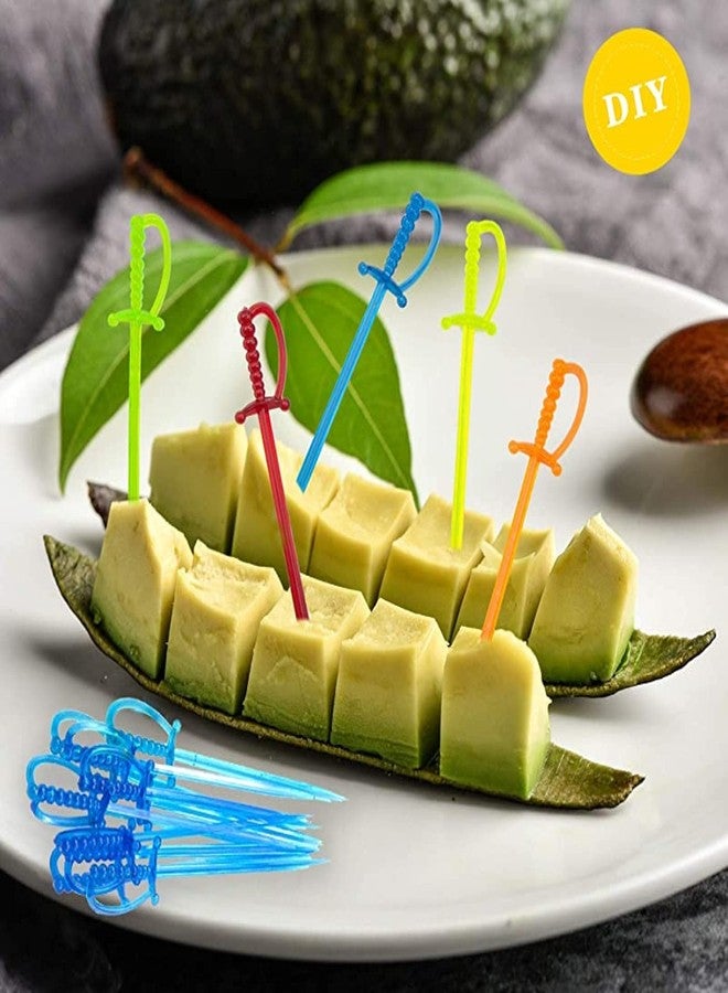 Comicfs 300 Pcs Plastic Sword Toothpicks Picks for Appetizers, 3.5'' Fruit Fork Cocktail Sticks Disposable, Cocktail Sticks and Cocktail Picks for Drinks, Multicolor Plastic Sword Cocktail Picks -26 - Image 4