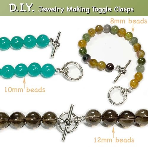 Heather's CF Toggle Jewelry Clasps Silver Toggle Clasp Bulk Clasps for Jewelry Making Variety 24 Set - Image 4