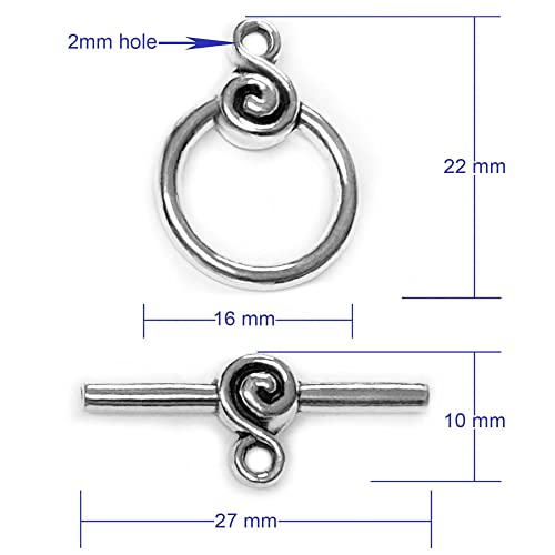 Heather's CF Toggle Jewelry Clasps Silver Toggle Clasp Bulk Clasps for Jewelry Making Variety 24 Set - Image 2