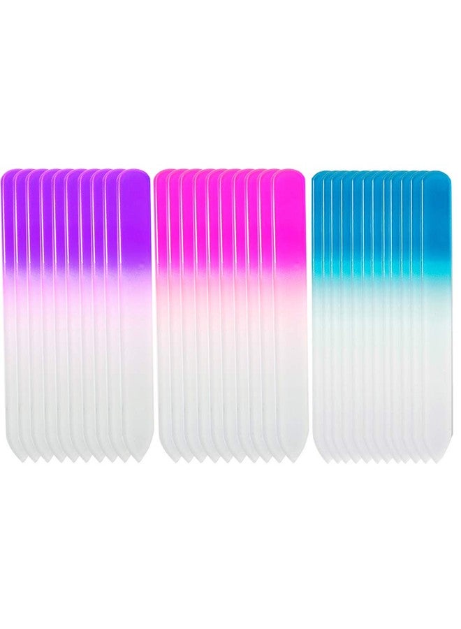 SIUSIO 30PK Professional Glass Nail Files for Natural Nails Czech Short Crystal Nail File Buffers for Nail polishing - The Best Emory Boards for Fingernail & Toenail Care (Purple & Pink & Blue) - Image 1