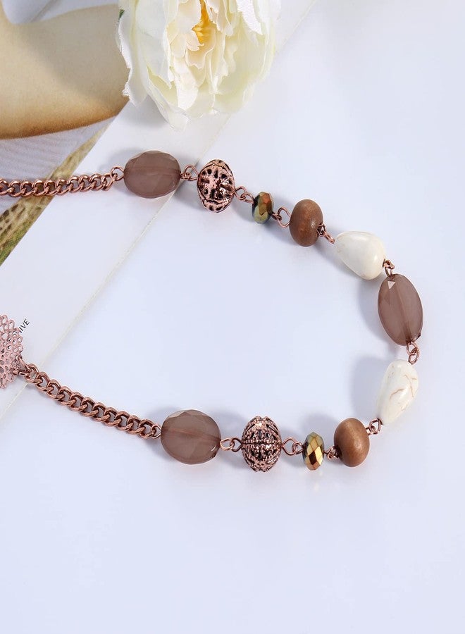 Bocar قلادة بوقار طويلة السلسلة مزينة بالخرز للنساء - هدية مجوهرات لحفلة عيد الميلاد (NK-10684-brown) - Image 4