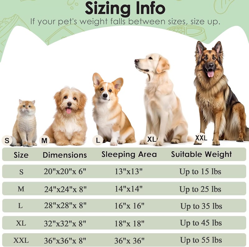 Hoewina Dogs Bed for Small Dogs, Anti-Anxiety Washable Round Bed (Green, 24.0" L x 24.0" W x 8.0" Th) - Image 2