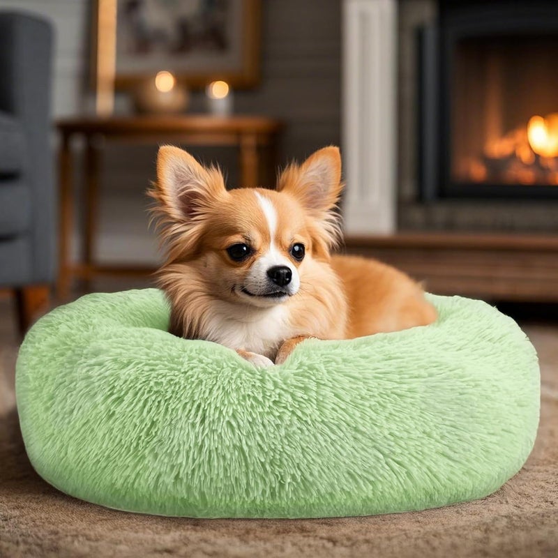 Hoewina Dogs Bed for Small Dogs, Anti-Anxiety Washable Round Bed (Green, 24.0" L x 24.0" W x 8.0" Th) - Image 5