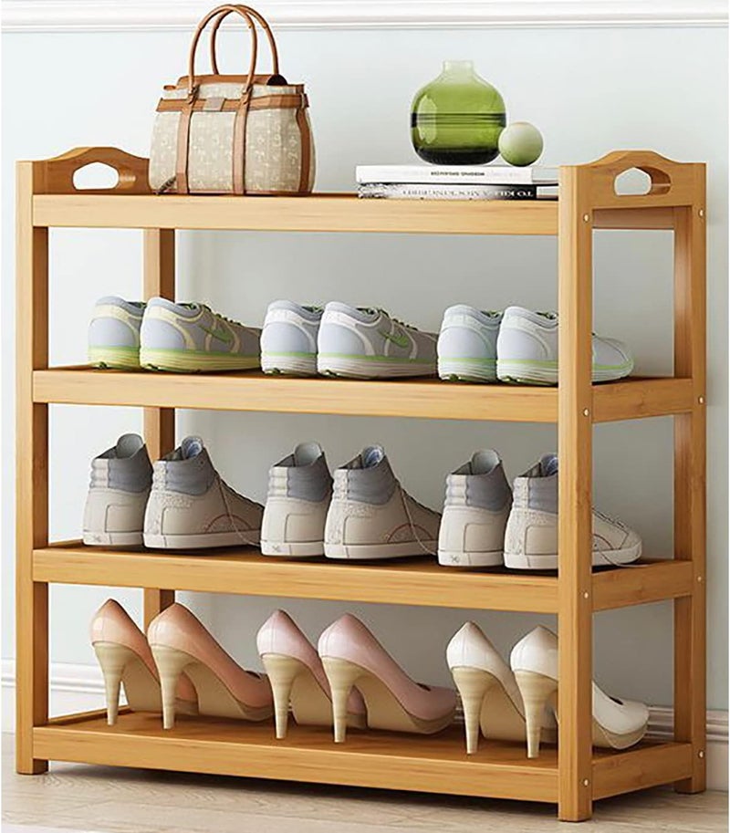 Blueland Wooden Shoe Rack, Bamboo Shoes Cabinet, Free Standing Entryway Shoe Tower Shelf, Shoes Organizer, Multi-Function Organizer, Boots Storage Shelf Modern House Furniture Home Office Stands (4 Tiers) - Image 1