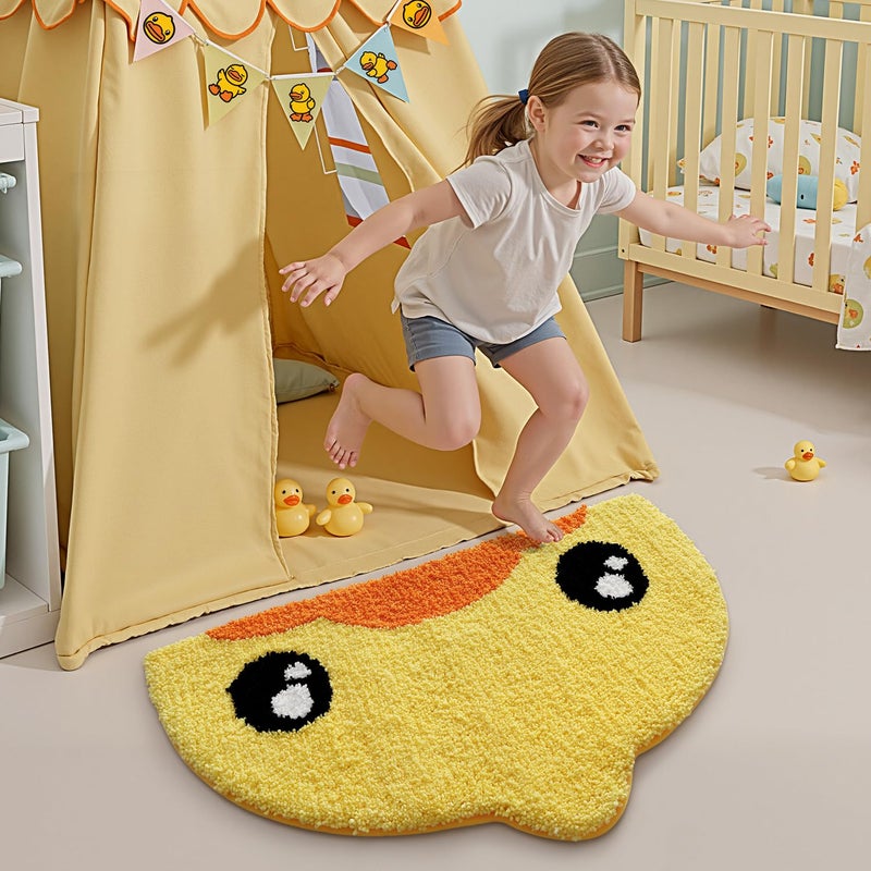 LUMI Cute Rubber Duck Bathroom Rugs, Absorbent Plush Bath Mats, Non-Slip Backing Washable Bath Rugs for Bathroom, Ideal for Kids Shower Sink Bathtub Bedroom, 18"x28", Duck - Image 4