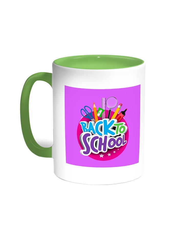 RYN Back To School Printed Coffee Mug Green/White 11ounce