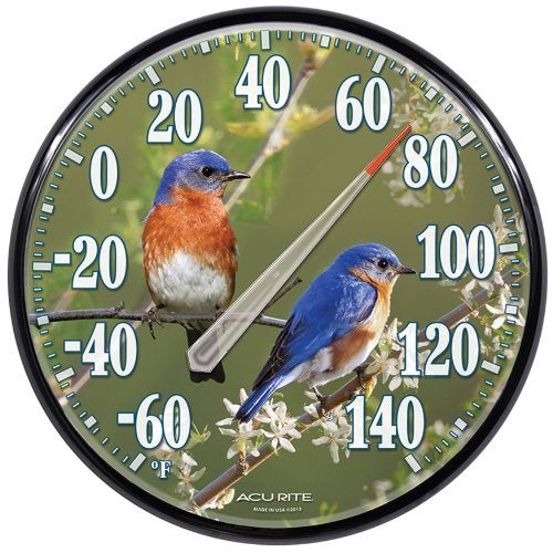 AcuRite 01598A1 12.5-Inch Wall Thermometer, Bluebirds - Image 1