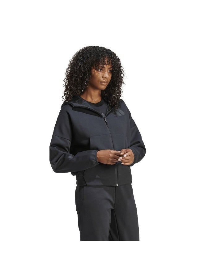 Adidas W Z.N.E. Fz Black Training Track Tops For Women 2XS - Image 5