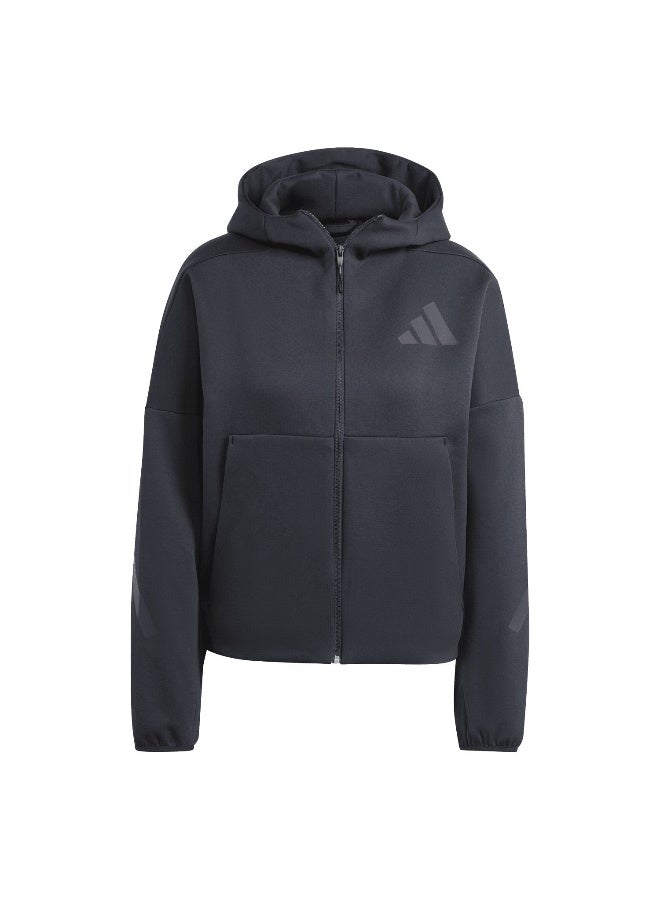Adidas W Z.N.E. Fz Black Training Track Tops For Women 2XS - Image 1