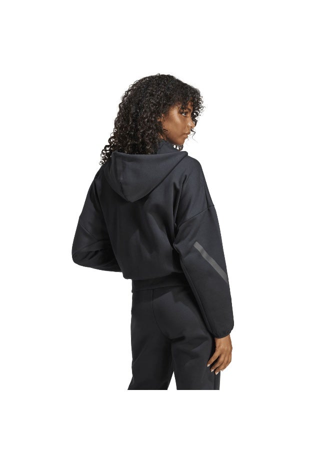 Adidas W Z.N.E. Fz Black Training Track Tops For Women 2XS - Image 4