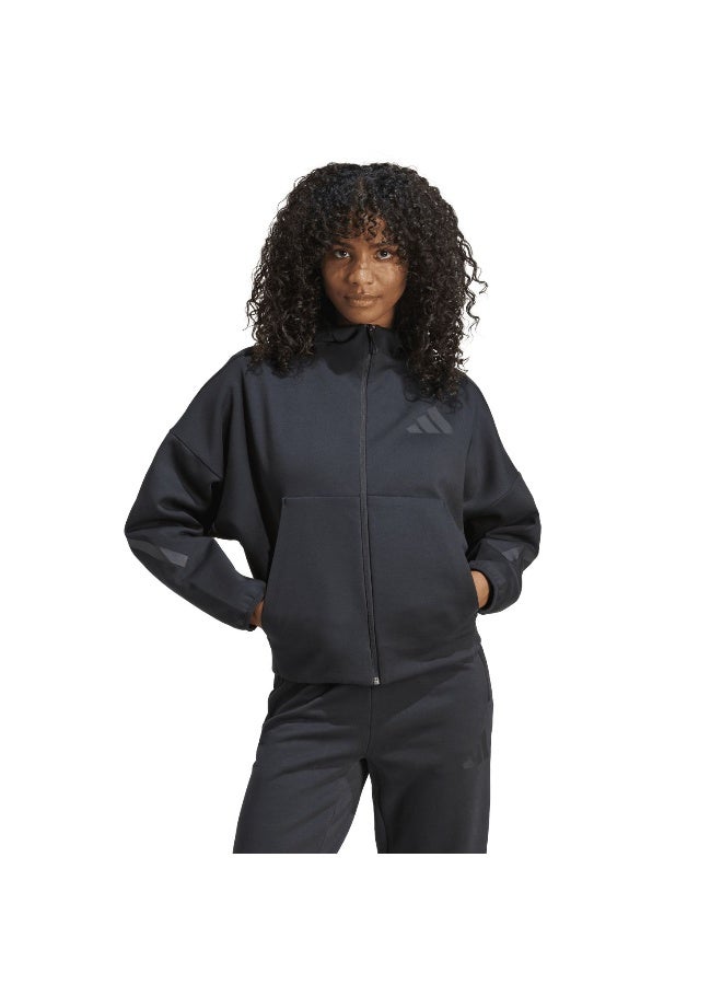 Adidas W Z.N.E. Fz Black Training Track Tops For Women 2XS - Image 2