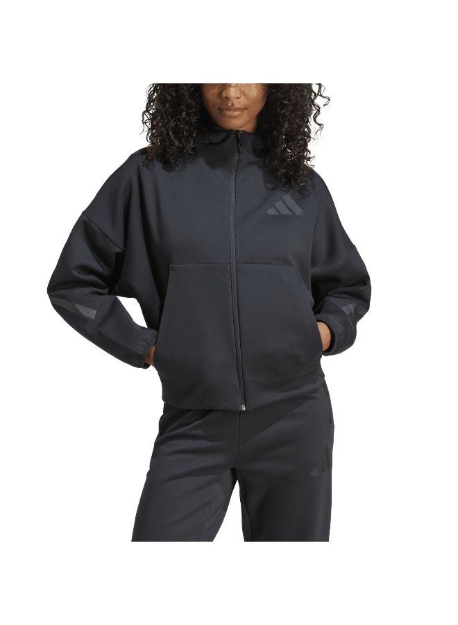 Adidas W Z.N.E. Fz Black Training Track Tops For Women 2XS - Image 3