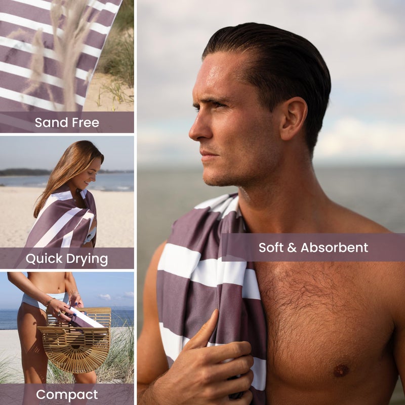 SummerSand Microfiber Beach Towel - Quick Dry, Sand Free - Compact and Lightweight for Travel - Recycled Materials - Travel Bag Included - Large Microfiber Towel (63x31.5in â€“ Grape Purple) - Image 5
