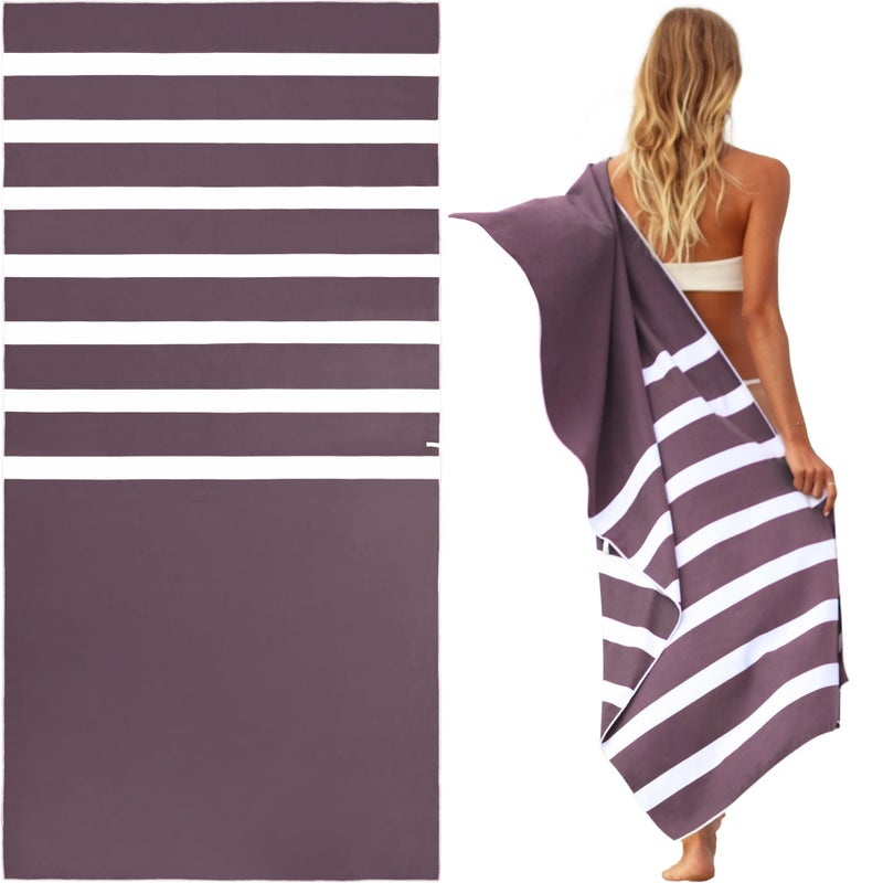 SummerSand Microfiber Beach Towel - Quick Dry, Sand Free - Compact and Lightweight for Travel - Recycled Materials - Travel Bag Included - Large Microfiber Towel (63x31.5in â€“ Grape Purple) - Image 1