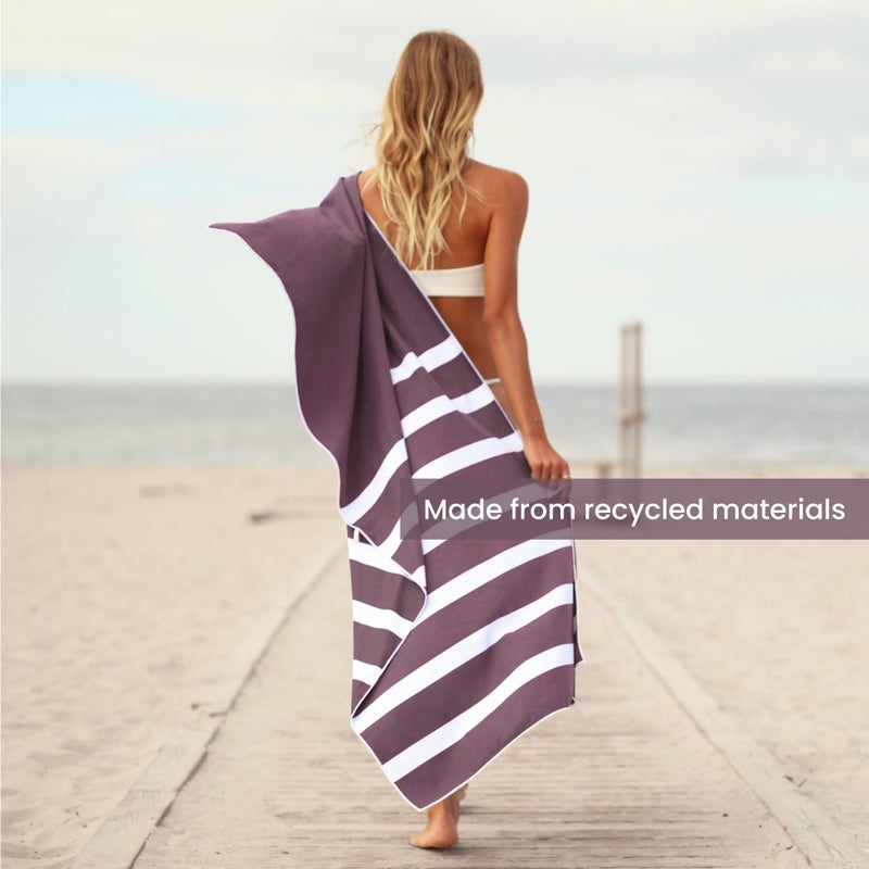 SummerSand Microfiber Beach Towel - Quick Dry, Sand Free - Compact and Lightweight for Travel - Recycled Materials - Travel Bag Included - Large Microfiber Towel (63x31.5in â€“ Grape Purple) - Image 4