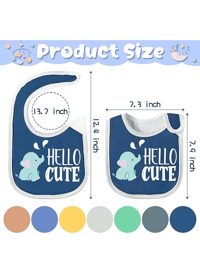 2ooya 7Pcs Cotton Waterproof Baby Bibs Adjustable Hook Loop Closure Infant Bib Unisex Colorful Newborn Babies Food Bibs for Teething Drooling Feeding Eating ï¼ˆ6-12 Monthsï¼‰ - Image 2