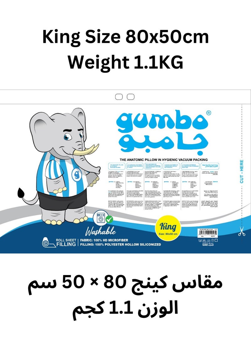 Gumbo وسائد جامبو عبوة من 2 | وسادة سرير النوم | أفضل وسادة سرير تشريحية في عبوة صحية مفرغة من الهواء | يوفر دعمًا إضافيًا وراحة لرقبتك وكتفك | حشوة من الألياف فائقة النعومة | نسيج من الألياف الدقيقة فائق النعومة  - Image 2