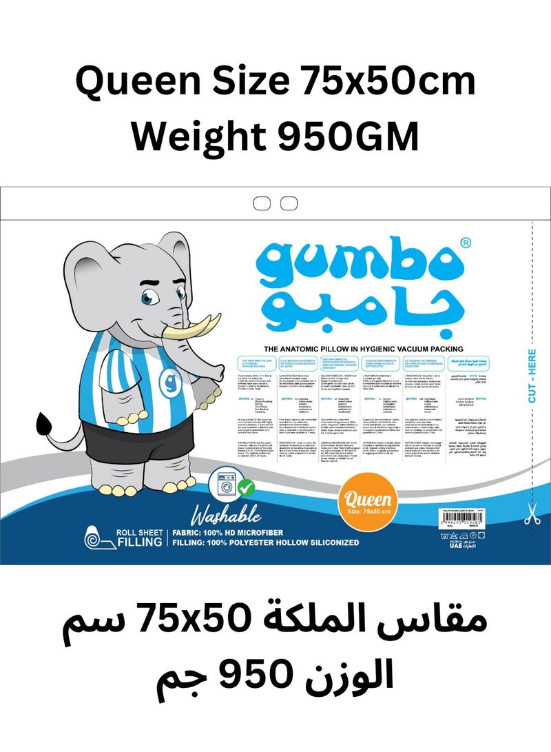 Gumbo وسائد جامبو عبوة من 2 | وسادة سرير النوم | أفضل وسادة سرير تشريحية في عبوة صحية مفرغة من الهواء | يوفر دعمًا إضافيًا وراحة لرقبتك وكتفك | حشوة من الألياف فائقة النعومة | نسيج من الألياف الدقيقة فائق النعومة  - Image 3
