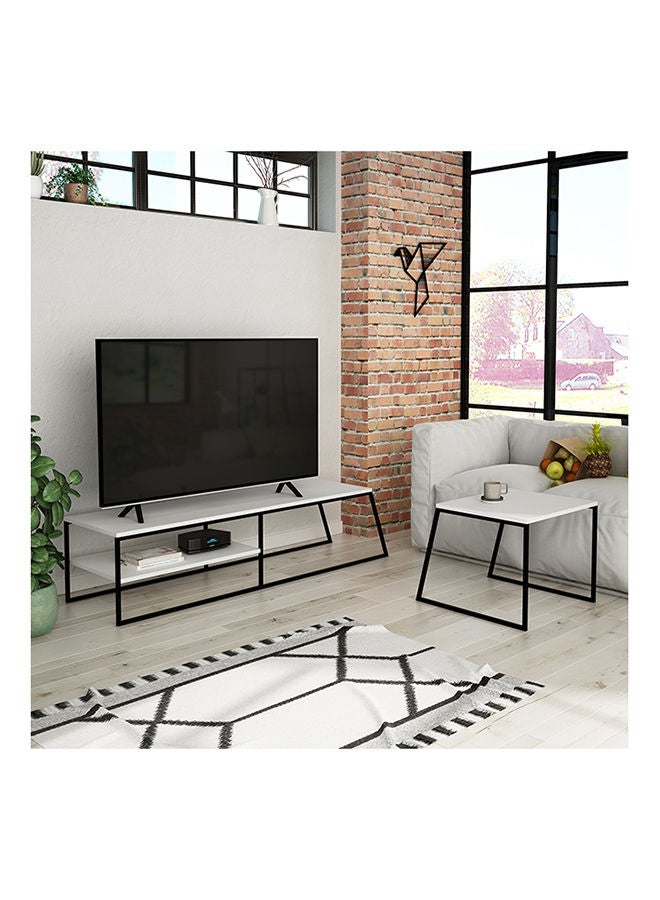 Mourah Home Pal Tv Cabinet Up To 60'' Inch Tv |2Tier Shelf Cabinet | Modern Tv Stand Metal Legs | 163X45X38 Cm| White- 2 Years Warranty - Image 1