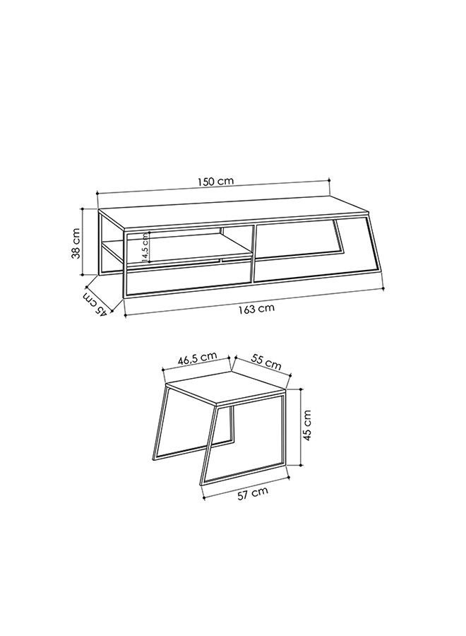 Mourah Home Pal Tv Cabinet Up To 60'' Inch Tv |2Tier Shelf Cabinet | Modern Tv Stand Metal Legs | 163X45X38 Cm| White- 2 Years Warranty - Image 3