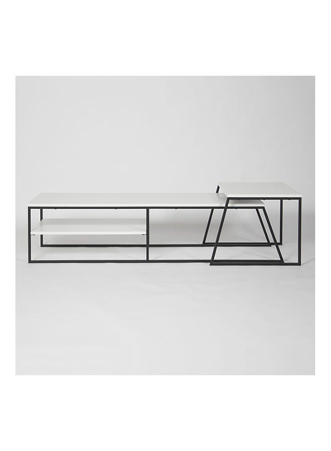Mourah Home Pal Tv Cabinet Up To 60'' Inch Tv |2Tier Shelf Cabinet | Modern Tv Stand Metal Legs | 163X45X38 Cm| White- 2 Years Warranty - Image 2