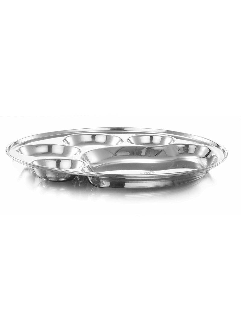 Expresso - Expresso - Heavy Duty Stainless Steel Round Dinner Plate w/5 Sections Divided Mess Trays for Kids Lunch, Camping, Events & Every Day Use Kitchenwar - Set of 2 Pcs - Image 1