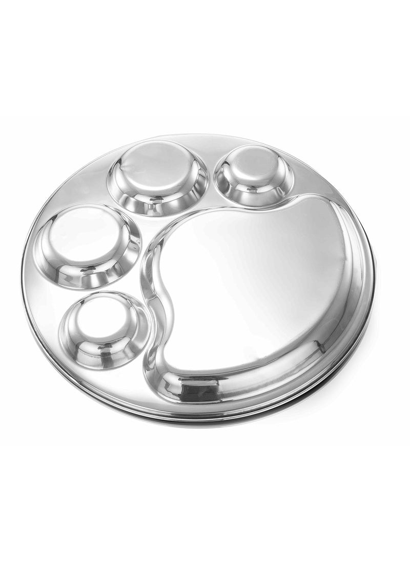 Expresso - Expresso - Heavy Duty Stainless Steel Round Dinner Plate w/5 Sections Divided Mess Trays for Kids Lunch, Camping, Events & Every Day Use Kitchenwar - Set of 2 Pcs - Image 1